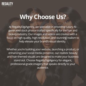 Hair business promotional graphic explaining benefits of professional beauty stock images for brand marketing