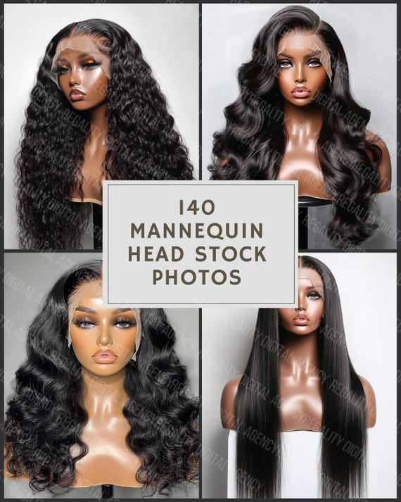 Wig Stock Photos Bundle | Lace Wig & Hair Extensions Images | Hair Mockups for Beauty Brands (Digital Download)