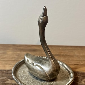 Silver Plated Swan Ring Holder Dish