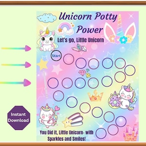 Unicorn Rainbow Reward Chart for Kids Reward Chart Cute Unicorn Sticker Chart Potty Training Chart for Girls Potty Chart