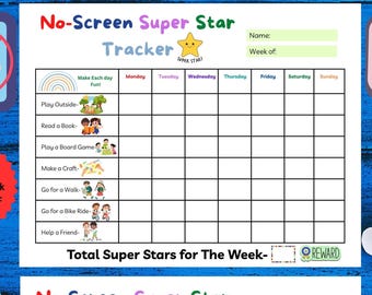 Tablas de seguimiento del uso de pantallas para niños: Paquete de listas de verificación imprimibles (descarga en PDF) Tabla de lectura para niños