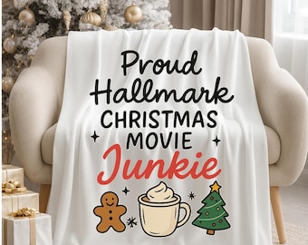 Manta navideña de Hallmark, acogedora manta de invierno, regalo para amantes del cine navideño, manta navideña para el sofá, manta de felpa de terciopelo