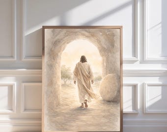 Jesus Christ Resurrected, Easter Painting, Jesus Christ Leaving The Tomb, He is Risen, Jesus Alive, Christian LDS Wall Art, Resurrections