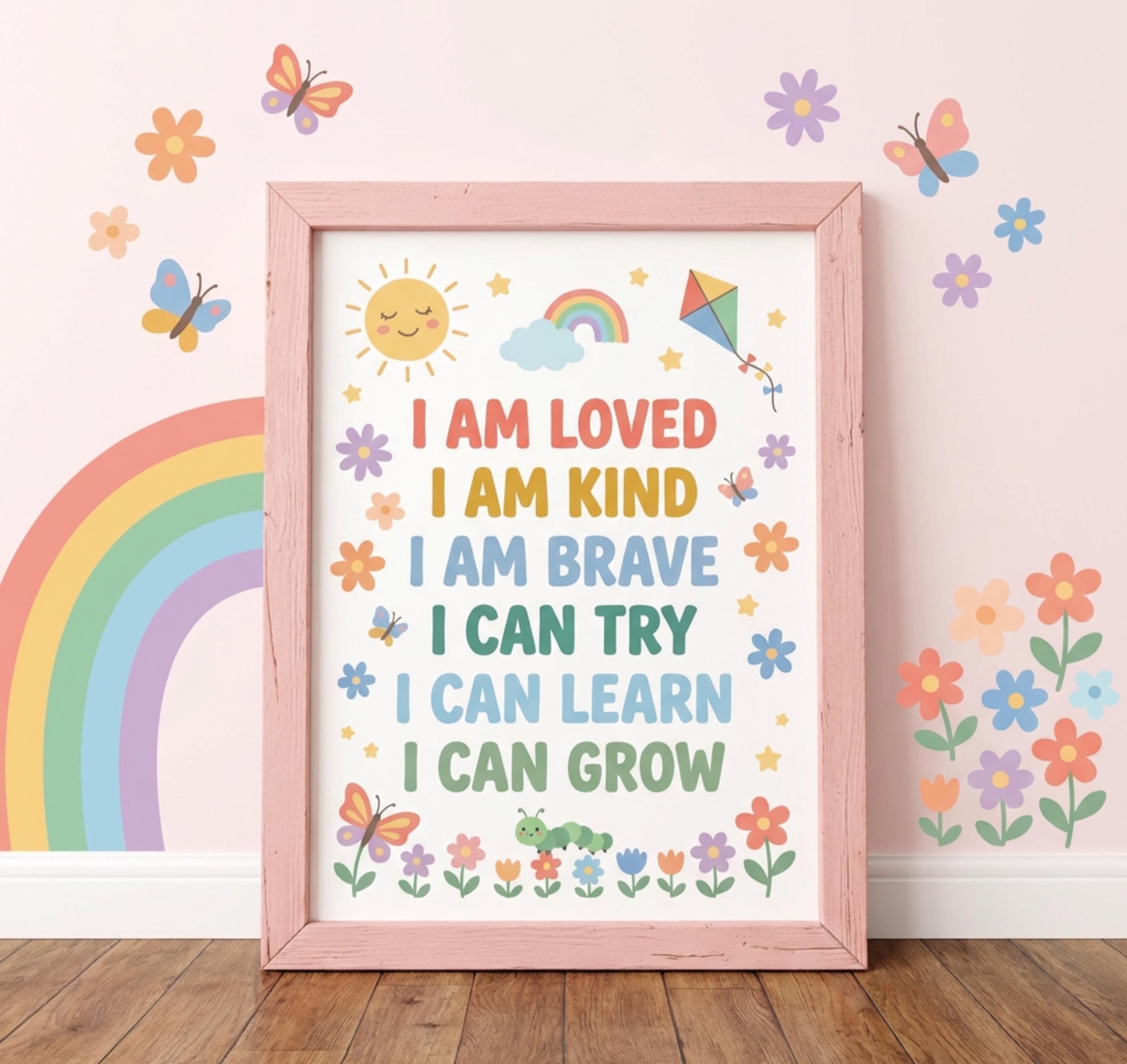 Kids Affirmation Wall Art Printable Nursery Positive Affirmations ...
