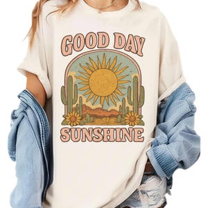 Good Day Sunshine Comfort Colors® Tee, Sun Graphic Tee, Sun T Shirt, Boho Tee, Retro 70s Style Shirt, Hippie Shirts, Oversized Tee