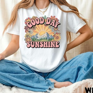 Good Day Sunshine Floral Comfort Colors® Tee Sun Graphic Tee Sun T Shirt Boho Tee Retro 70s Style Shirt Hippie Shirts Oversized Tee