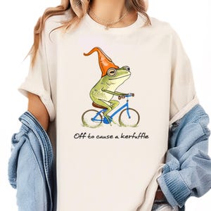 Off to Cause a Kerfuffle Frog T-shirt Comfort Colors Funny Weirdcore Sayings Unique Tshirt Tee Adults Men Women Meme Graphic Sarcastic