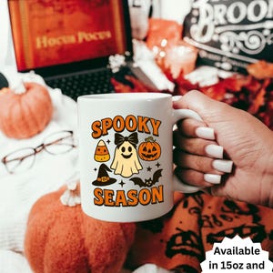 Spooky Season Cute Ghost Coffee Mug Festive Halloween Cup Teacher Gift Fall Decor 11oz 15oz Ceramic Halloween Theme Mug Witch Pumpkin Mug