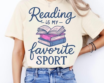 Reading is my favorite sport Shirt Vintage Reading Shirt Book lover gift Bookish Shirt Bookworm Reader Gift Book crewneck