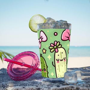 Sunsplash Tumbler Pickle Pink Coquette 16oz Pickle Lover Gift Cup with Straw Gift for Pickle Enthusiast, Pickle Themed Tumbler