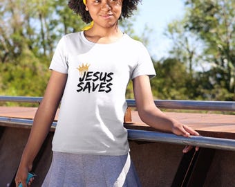 Jesus Saves T-Shirt, Casual Christian T-Shirt, Inspirational Gift, Church Wear, Everyday Style, Spiritual Apparel