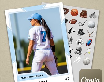 Light Blue Universal Multi-Sport Trading Card Template #1 on Canva (Baseball, Football, Basketball, Soccer, Track, Softball, Tennis, etc.)
