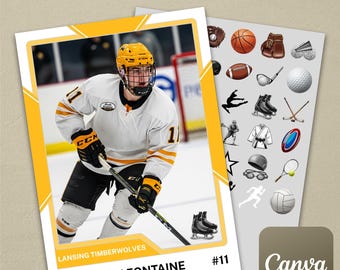 Gold Universal Multi-Sport Trading Card Template #1 on Canva (Baseball, Football, Basketball, Soccer, Wrestling, Gymnastics, Hockey, etc.)