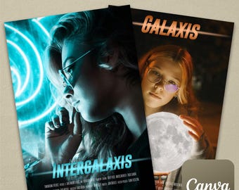 Sci-Fi / Space Themed Movie Poster Template on Canva (Eight Versions of Six Different Movie Titles) Customizable, Cosplay
