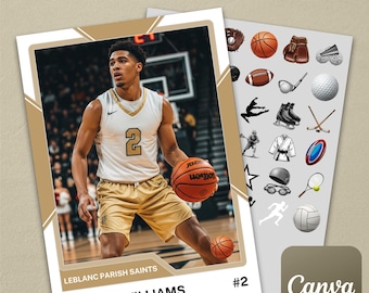 Gold Metal Universal Multi-Sport Trading Card Template #1 on Canva (Baseball, Football, Basketball, Soccer, Track, Gymnastics, Tennis, etc.)