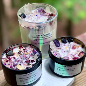 Lilith Shadow Work Candle: Jasmine, Rose, Obsidian & Labradorite