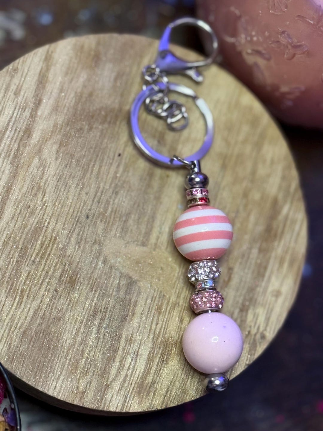 Pink Gumball Key Chain, Girlie Pink Balls Key Chain With Clip, Cute ...