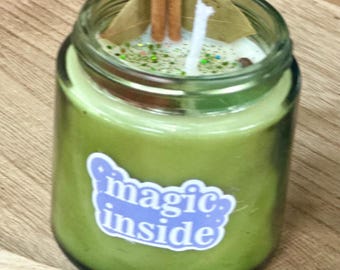 Money Manifestation Soy Candle, Cinnamon, Bay Leaf, Prosperity Altar, 6oz