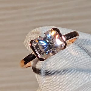 Radiant Cut Moissanite Wedding Ring, Sparkling Moissanite East West Setting With Half Bezel Setting Engagement Ring, Proposal Ring For Her
