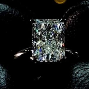 3 CT Radiant Cut Moissanite Solitaire Ring, Hidden Halo Engagement Ring, Unique Wedding Ring, Dainty Proposal Gifts/Ring For Her
