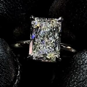 Elongated 3 CT Radiant Cut Moissanite Solitaire Ring, Classic Engagement Ring, Unique Wedding Ring, Dainty Proposal Gifts/Ring For Her