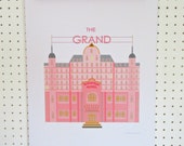 Grand Budapest Hotel Inspired Print A3 Poster Pink Minimalist