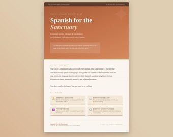 Spanish Church Phrases Printable | Bilingual Ministry Guide | Christian Spanish Cheat Sheet | Mission Trip Spanish | Great Commission PDF