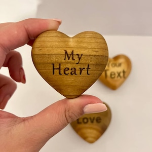 Handcrafted Wooden Heart | Wooden Heart | Personalized Pocket Heart | Custom LOGO Engraving Available | price is for 1 heart | Wood Heart