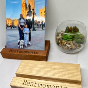 Wooden Photo Stand with Engraving | Rustic Picture Stand for 20-25 photos | Photo Holder | Gift for Mom, Dad , Couple |