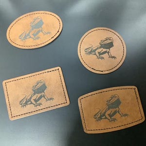 Ecusson dragon barbu - Similicuir - Marron foncé