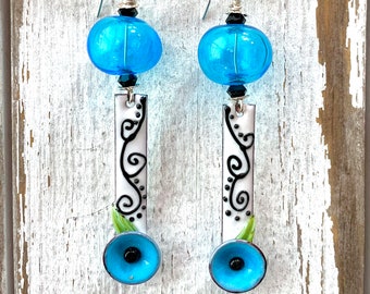 Blue Modern Pod Earrings