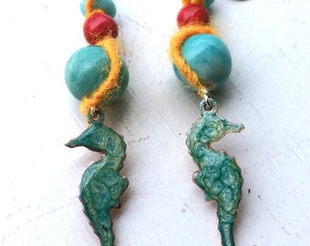 Watercolor Seahorse Earrings