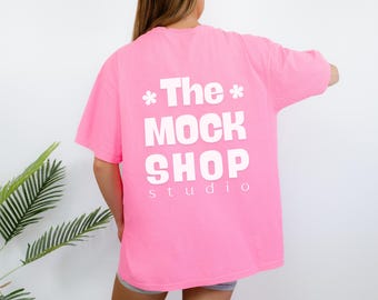 Comfort Colors 1717 Neon Pink T-shirt Mockup, POD Mock (Digital Download)