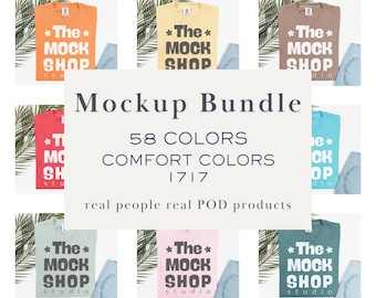 Comfort Colors 1717 T-Shirt Mockup Bundle, 58 Farben (Digitaler Download)