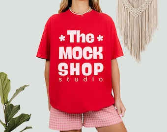 Comfort Colors 1717 Red T-shirt Mockup, POD Mockup (Digital Download)