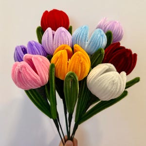 Handmade single Tulip Pipe cleaner,Chenille Stems