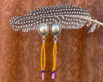 Modern Southwest Color Block Concho Dangle Earrings - Amelia Collection | Handmade Sterling Silver Cowgirl Jewelry