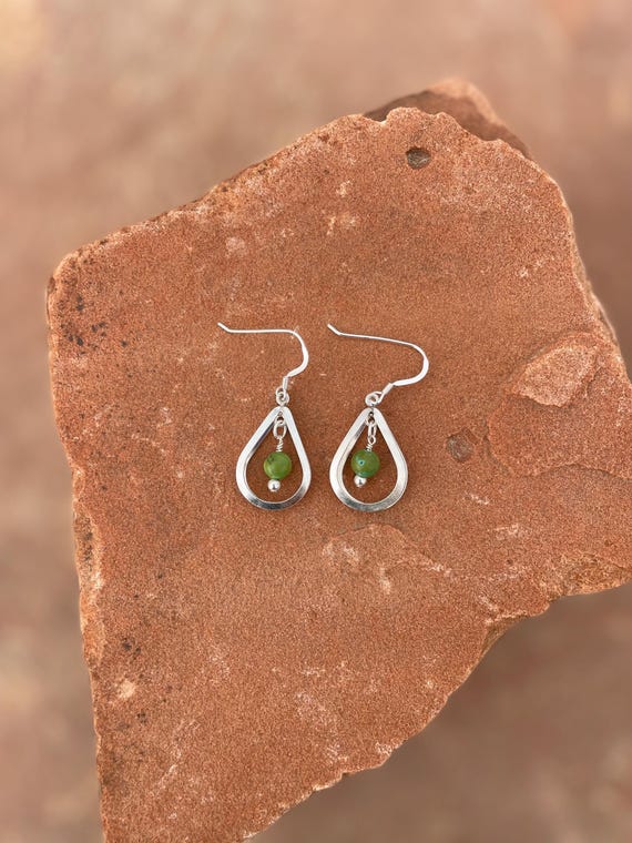 Sterling & Turquoise Teardrop Cage Earrings | Handmade Artisan Jewelry | December Birthstone