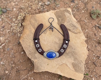 Lapis Lazuli Horseshoe Wall Art: Southwest Boho Home Decor