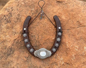 Southwest Turquoise Hanging Horseshoe: Western Wall Decor, Horse Lover/ Housewarming Gift
