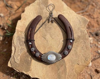 Personalized Southwest Moonstone Horseshoe Wall Art | Western Decor | Lucky Charm | Horse Lover Gift