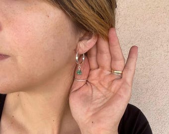 Turquoise Sterling Silver Hoops | Western Handmade Cowgirl Jewelry
