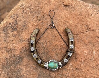Handmade Turquoise Horseshoe: Southwest Home Decor, Personalized Housewarming or Engagement Present