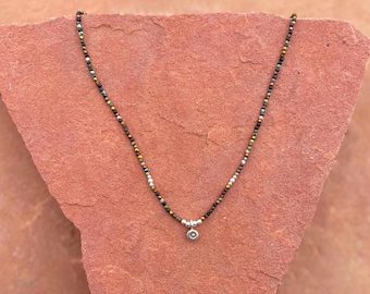 Turquoise & Sterling Silver Evil Eye Amulet Charm Necklace | Handmade Artisan Boho Western Jewelry