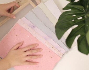 16*26cm Handmade Recycled Paper | Sheets Eco-Friendly Deckle Edge Paper | Upcycled Paper for Calligraphy, Journaling & Crafting