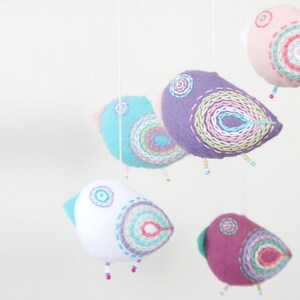 Pastel mobile for nursery. Baby boy crib mobile - pastel birds. Mobile nursery for boy. Blue baby mobile. Handmade baby shower gift for boy