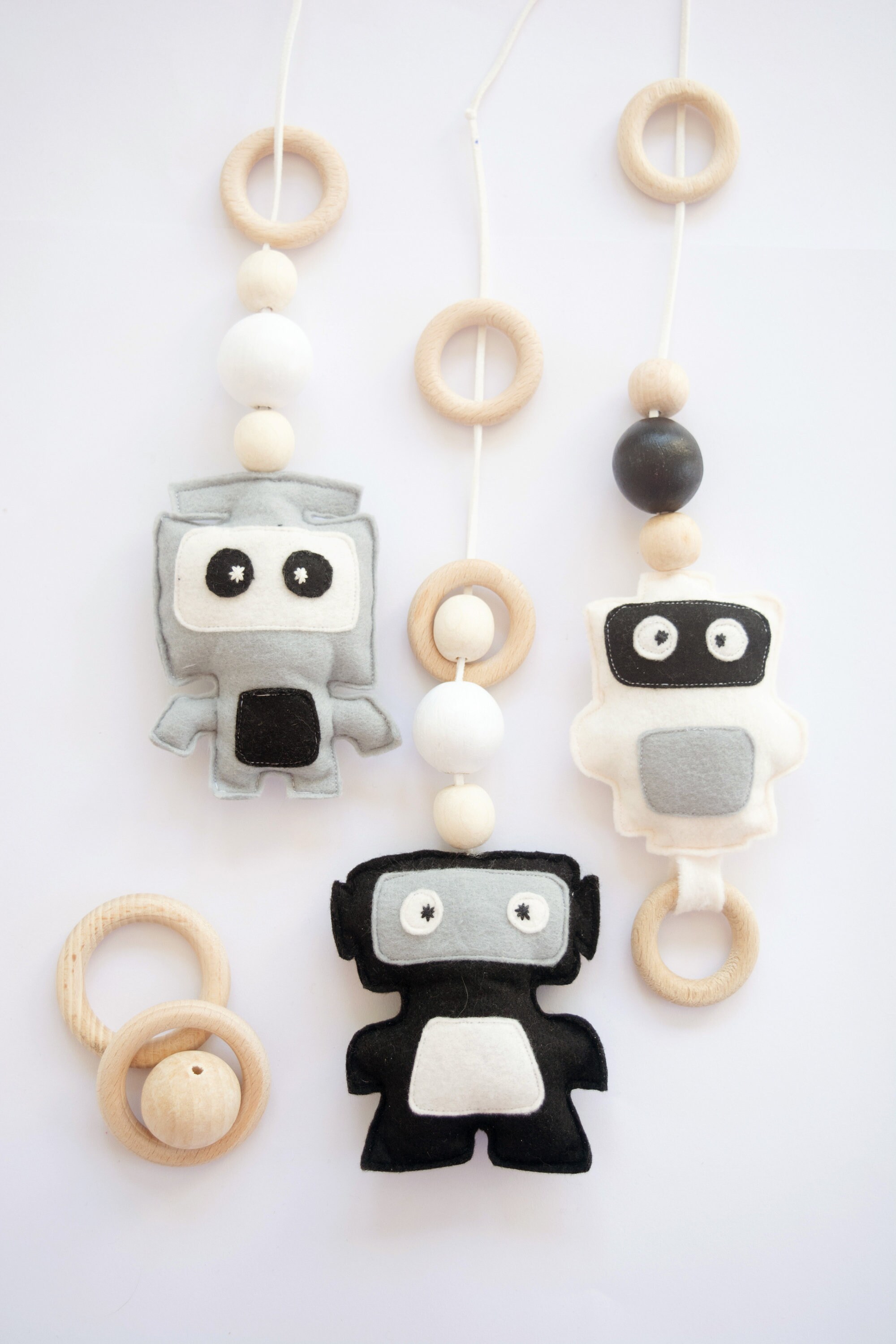 Robot baby gym toys Felt Robots set Felt Mobiles for Baby Etsy