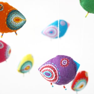 Baby Mobile - Bird Art - Baby Shower Gift - New Baby - Felt Birds Mobile - Bird Ornament Crib Mobile - Bird Watching Window Decor