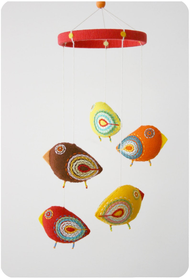 Nursery Mobile Baby Crib Mobile Felt Mobile Bird Mobile Etsy