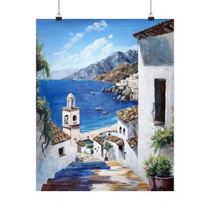 Póster vertical mate "Serene Mediterranean" - Impresión artística de escena costera